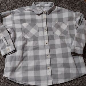 Maurices Light Gray Checkered Plus Size Shacket